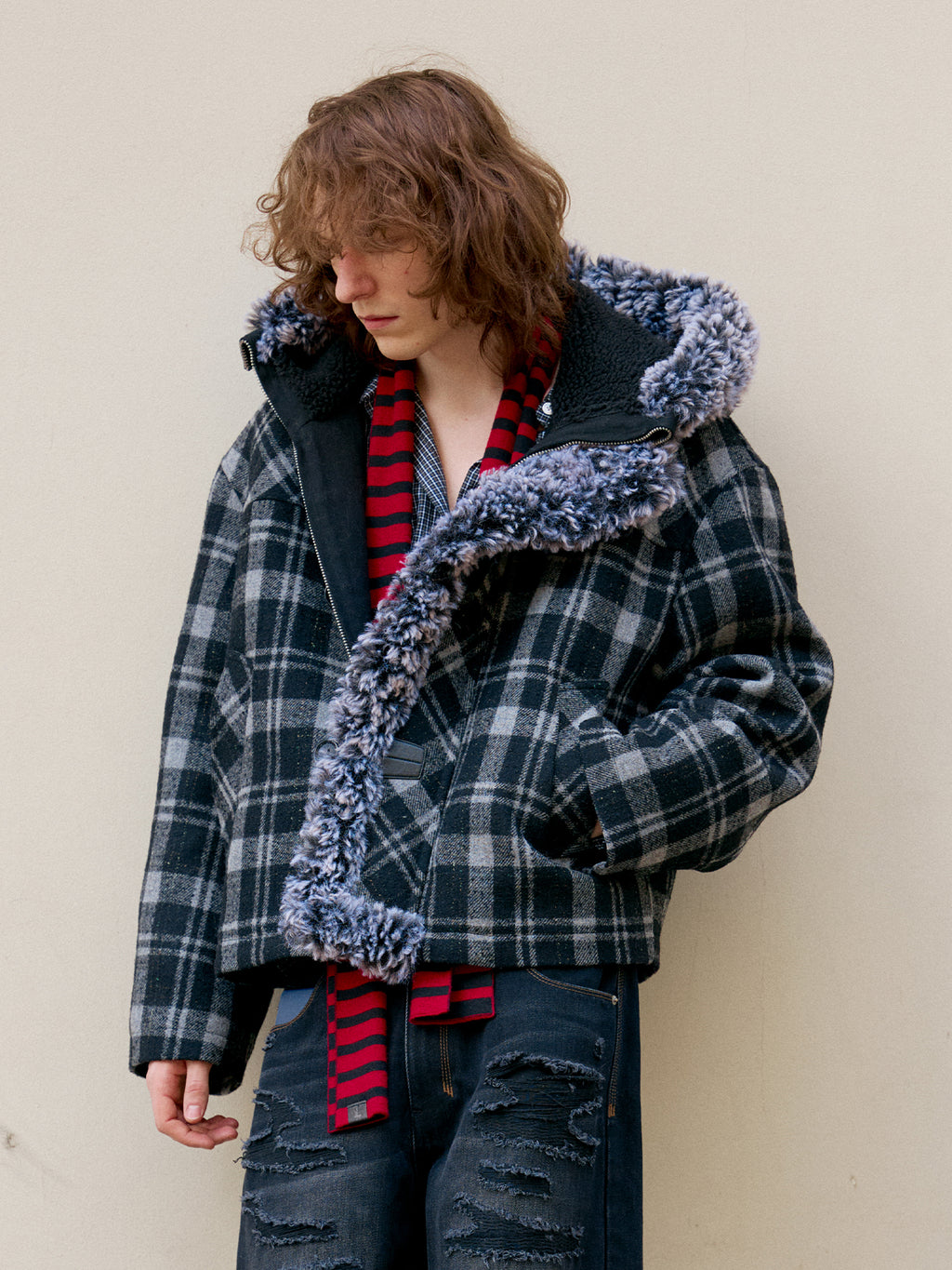 Plaid Snow Woolen Jacket