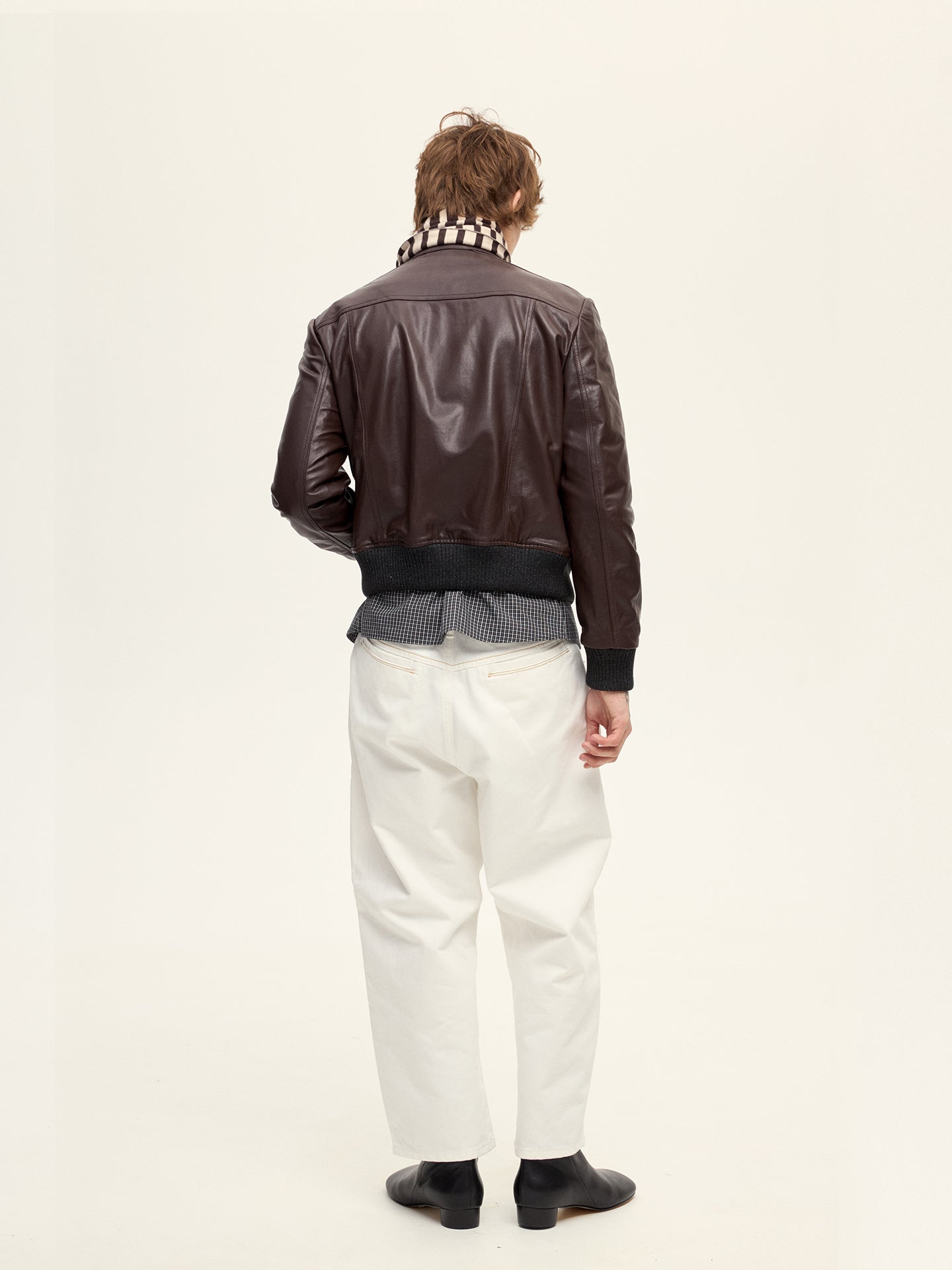 Cropped Sheepskin Motorcycle Jacket