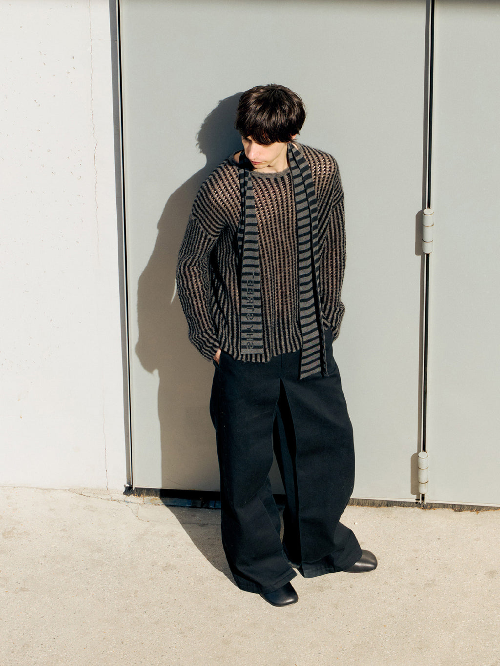 Pleated Twill Wide-Leg Pant