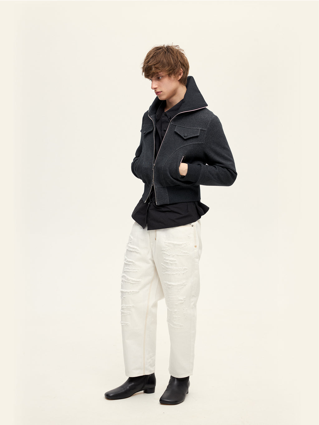 Cropped Sweatshirt Jacket