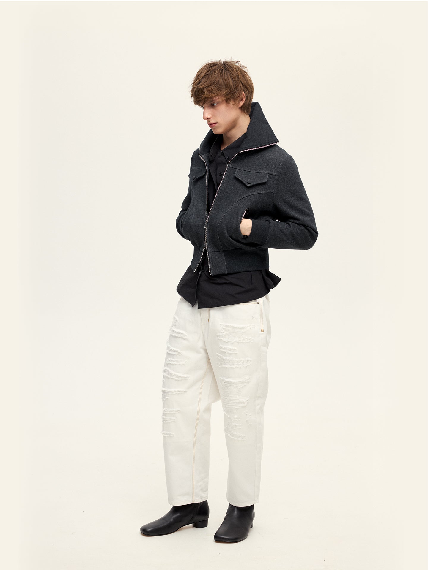 Cropped Sweatshirt Jacket