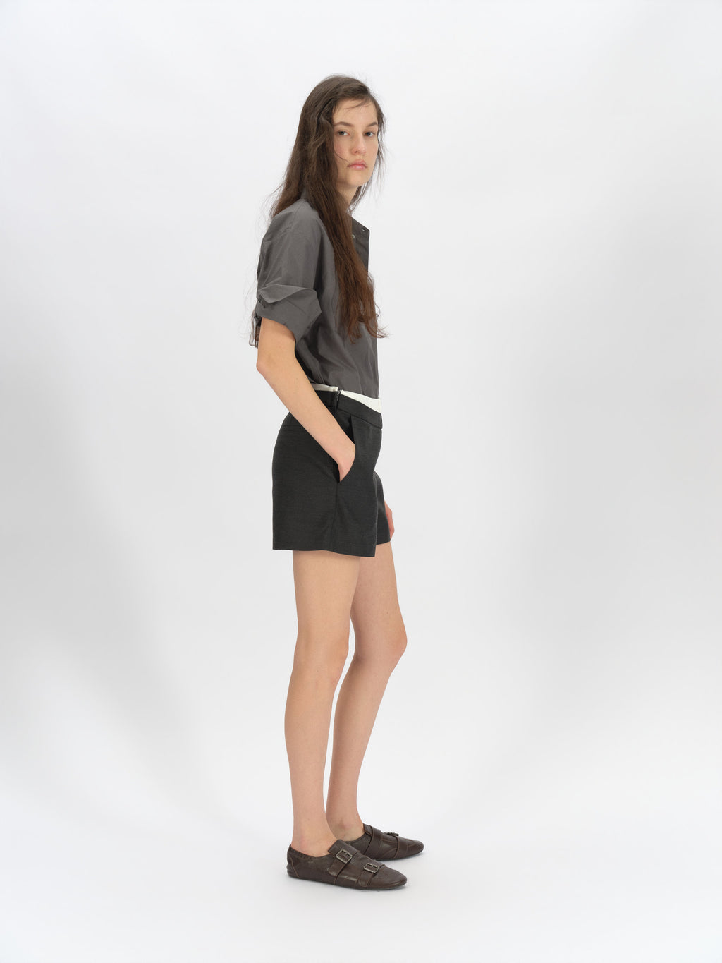 Asymmetric Curved Waist Shorts