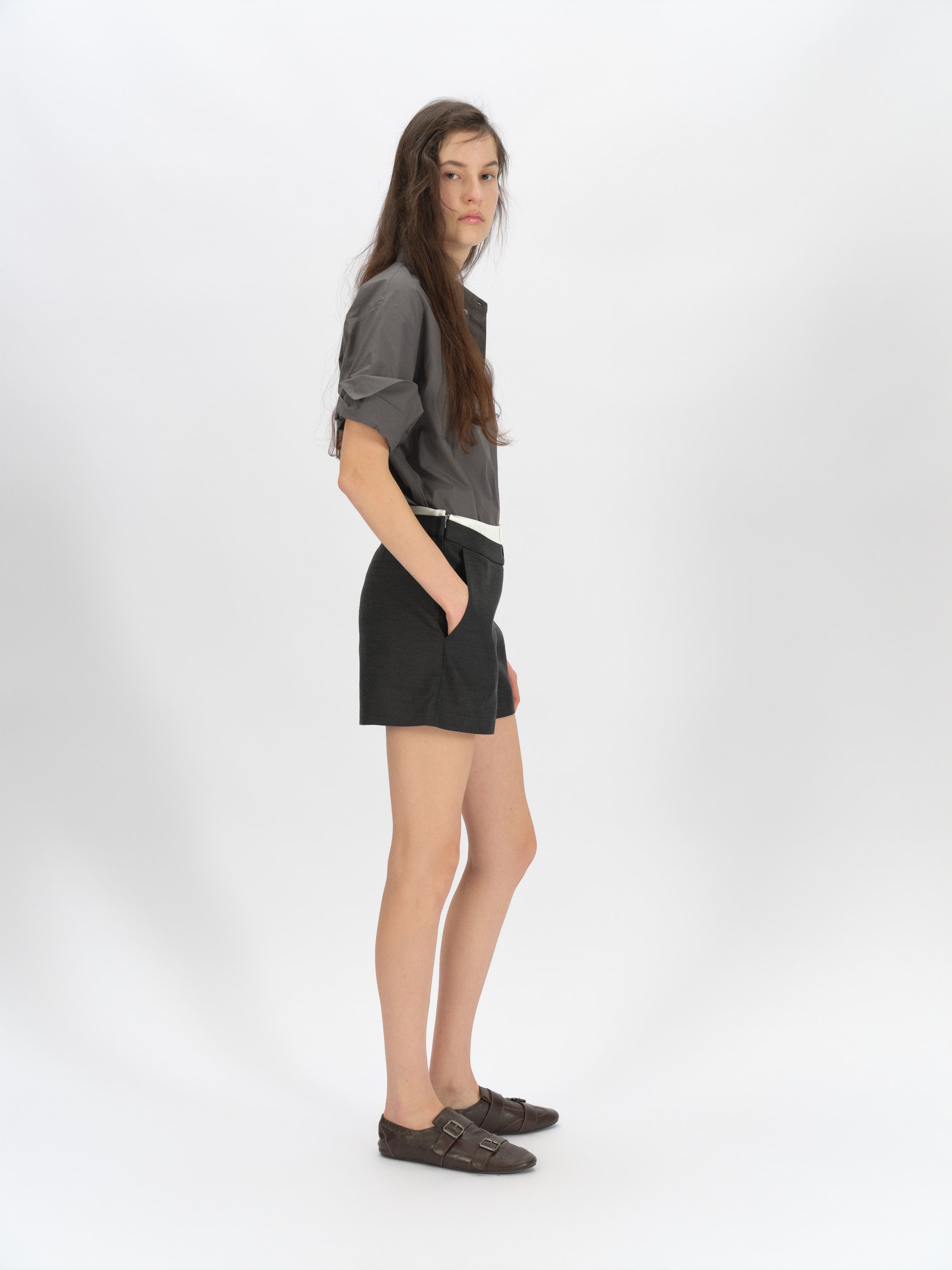 Asymmetric Curved Waist Shorts