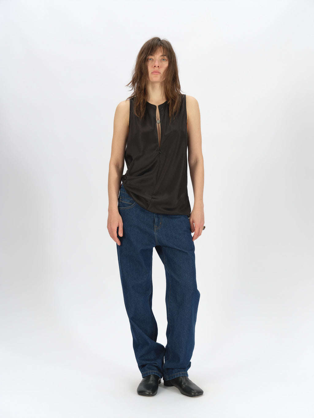 Satin Tank with Invisible Zipper
