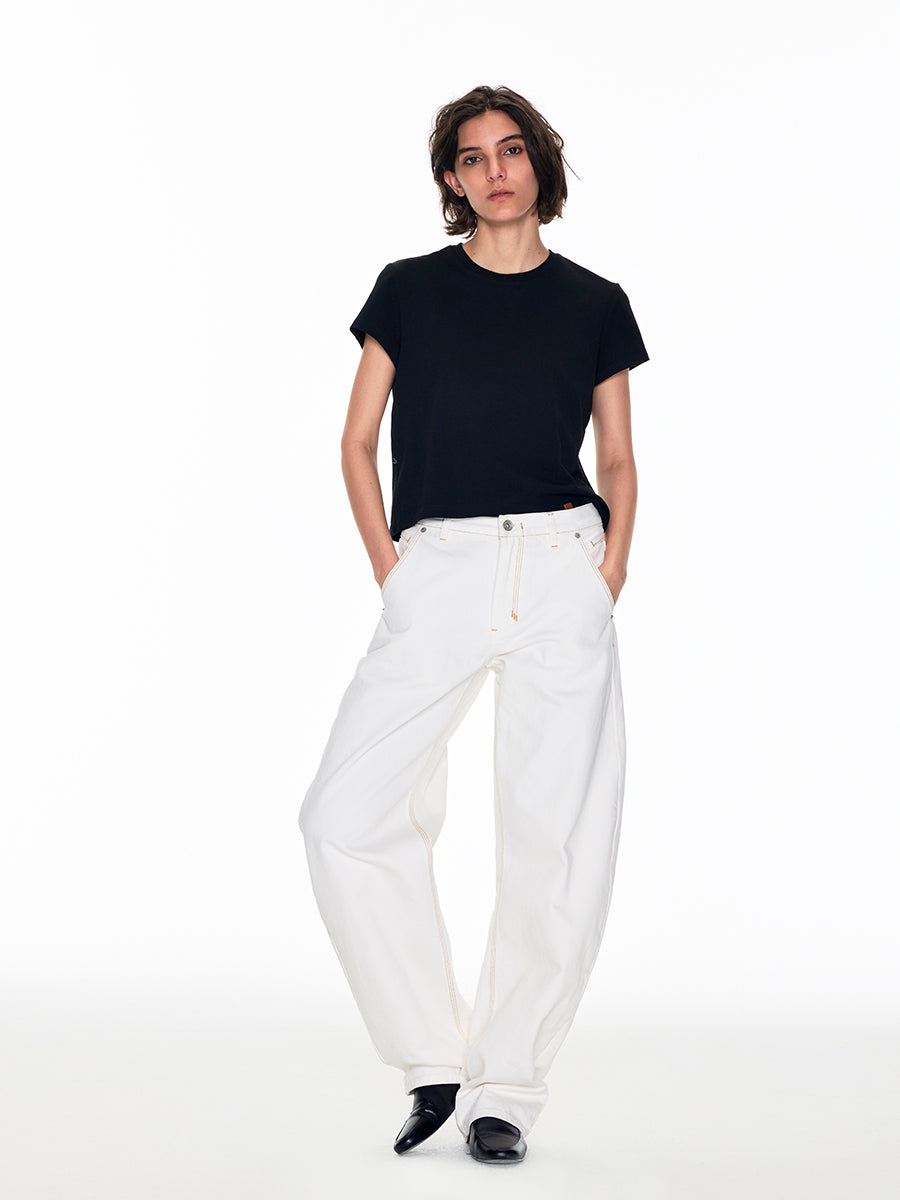 WHITE BUTT-SLIMMING SCIMITAR JEANS