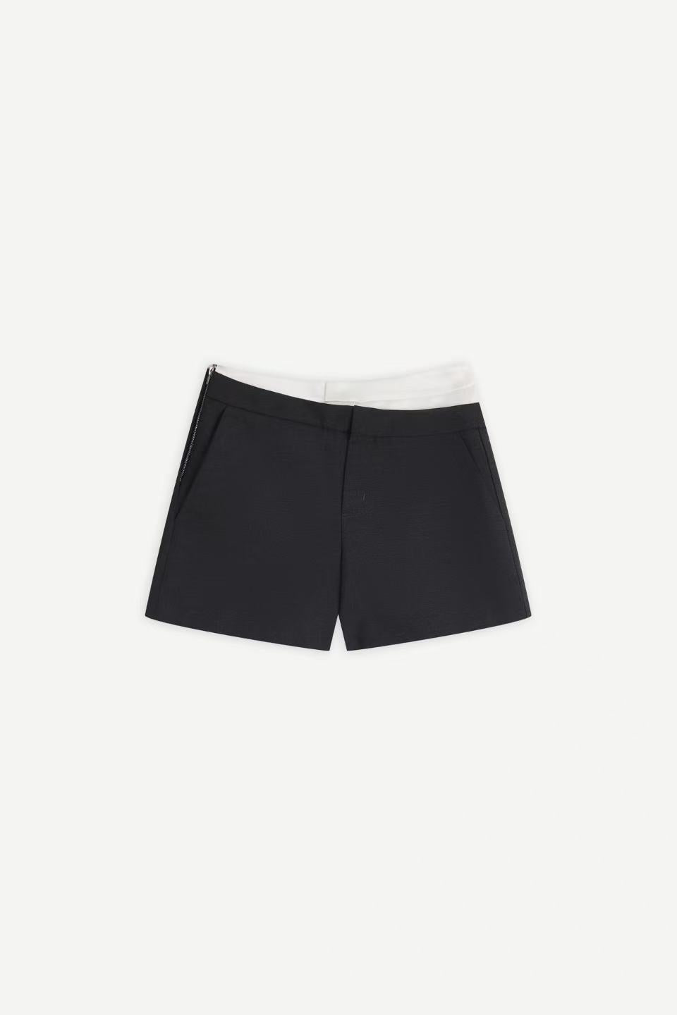 Asymmetric Curved Waist Shorts
